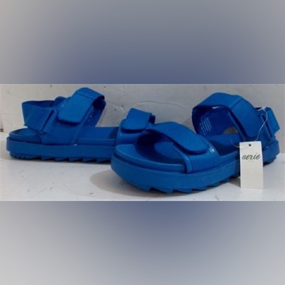 NEW aerie Women's Platform Velcro Sandals Size:7, Cobalt Blue - Picture 1 of 2